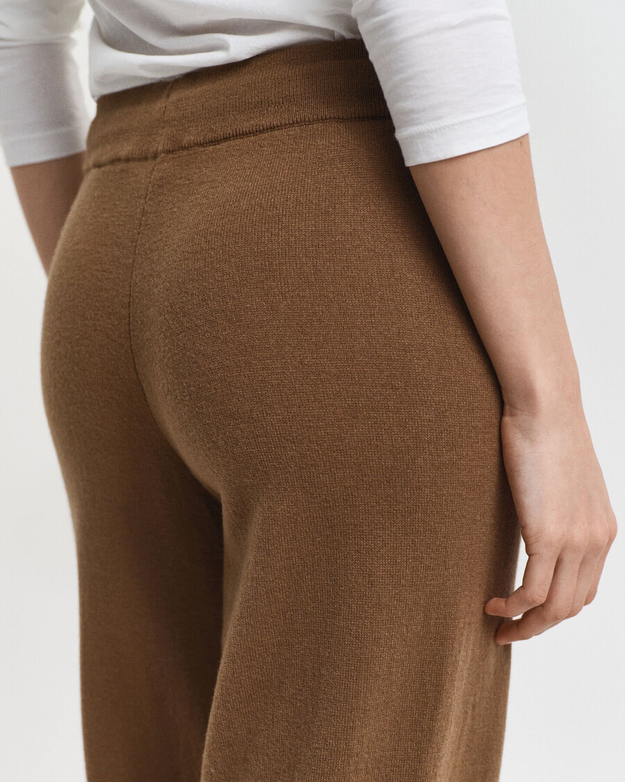pantaloni tricotați din lână de miel superfină - kaki cald