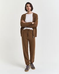 pantaloni tricotați din lână de miel superfină - kaki cald