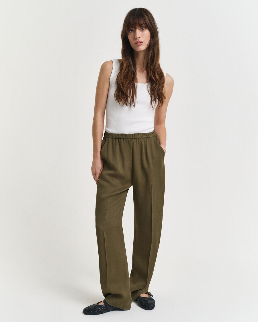 pantaloni fluidi - verde mușchi