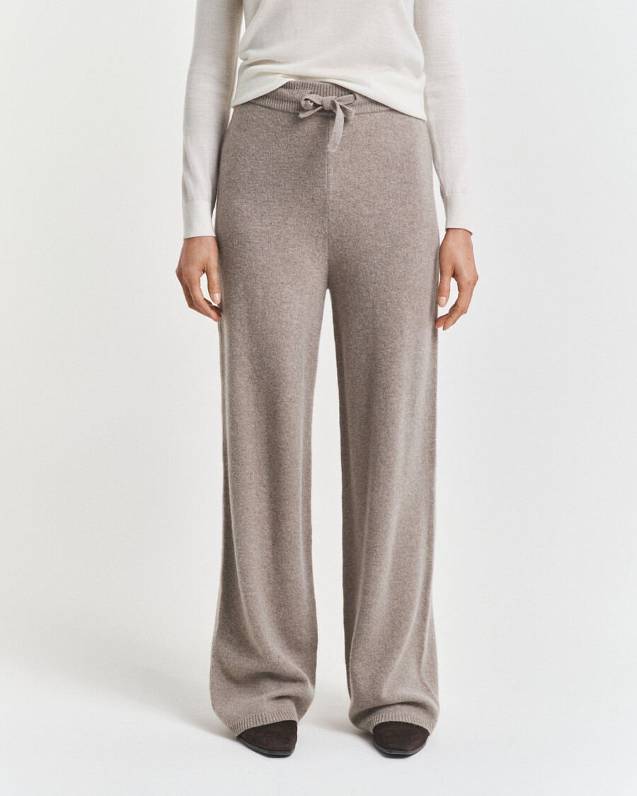 pantaloni tricotați din lână - bej taupe