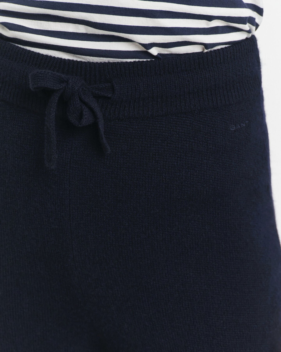 pantaloni tricotați din lână - albastru de seară