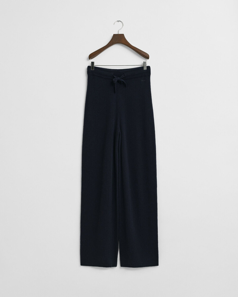 pantaloni tricotați din lână - albastru de seară