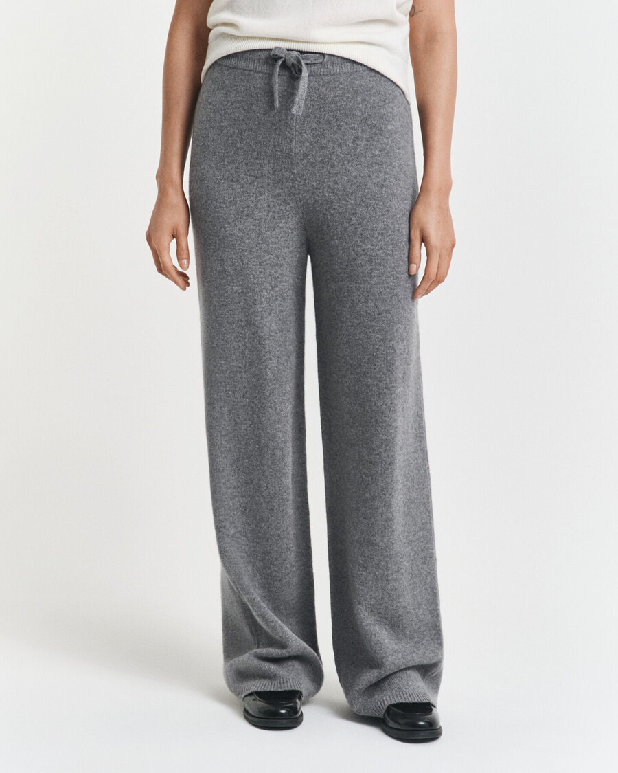 pantaloni tricotați din lână - gri închis la culoare