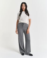 pantaloni tricotați din lână - gri închis la culoare