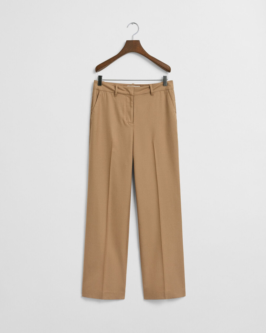 pantaloni croiți din amestec de lână - kaki cald