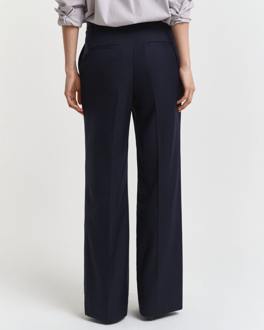pantaloni croiți din amestec de lână - albastru de seară