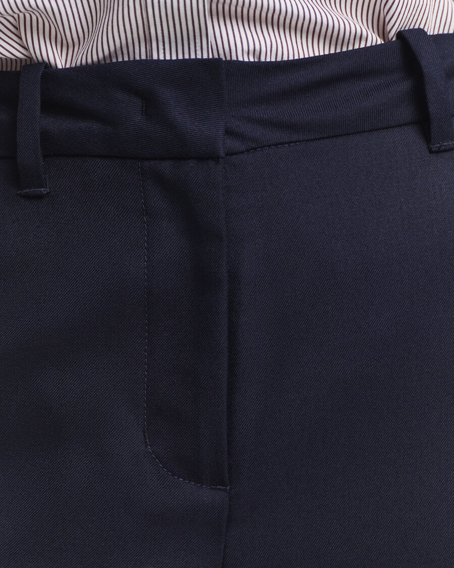 pantaloni croiți din amestec de lână - albastru de seară