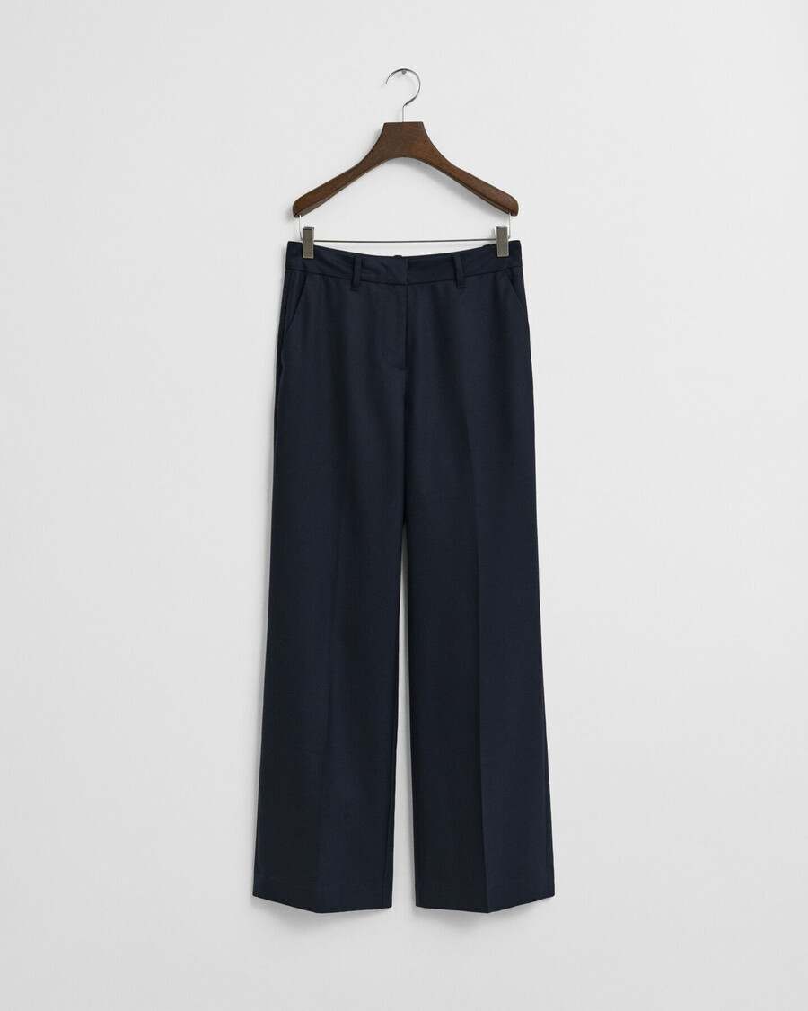 pantaloni croiți din amestec de lână - albastru de seară