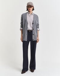 pantaloni croiți din amestec de lână - albastru de seară