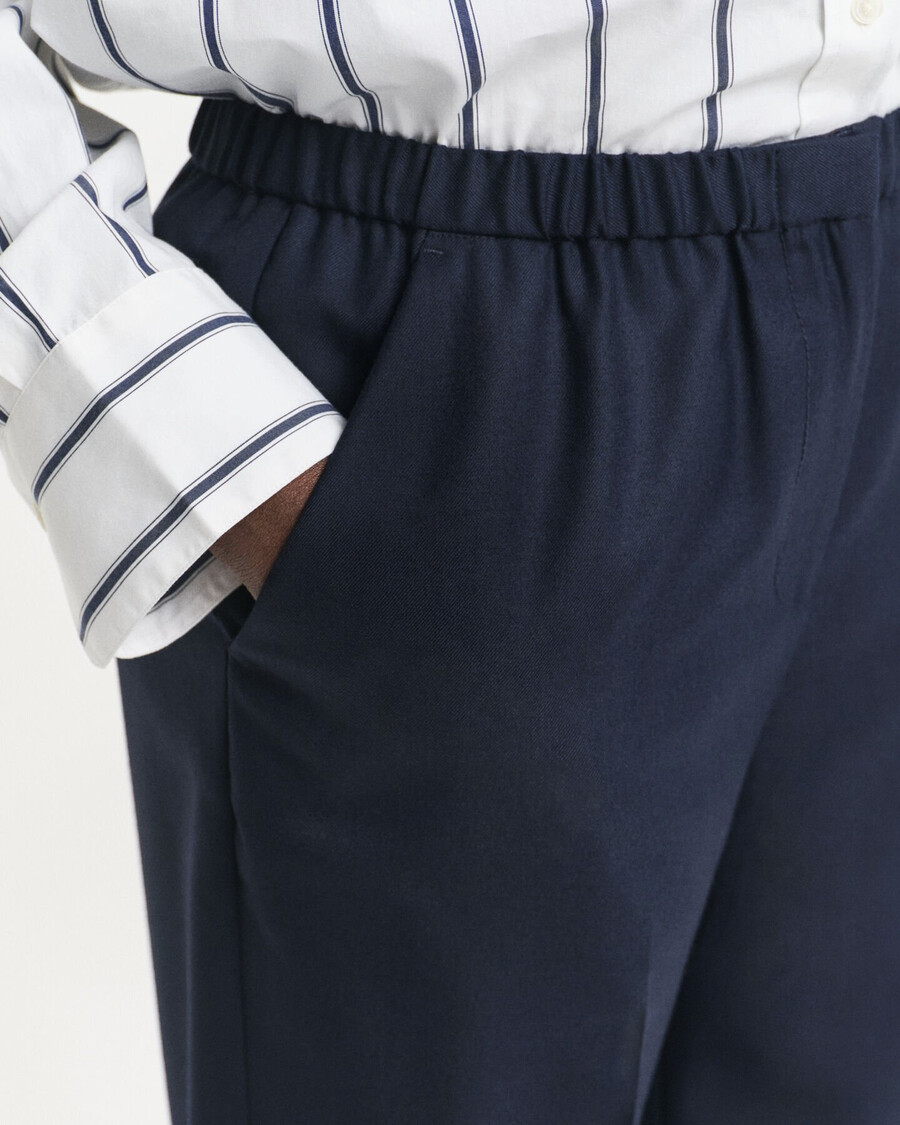 pantaloni pullon din amestec de lână - albastru seară