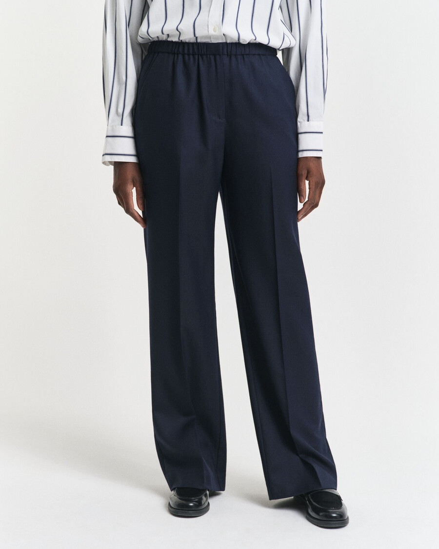 pantaloni pullon din amestec de lână - albastru seară