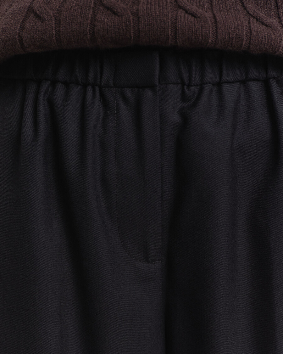 pantaloni pullon din amestec de lână - negru