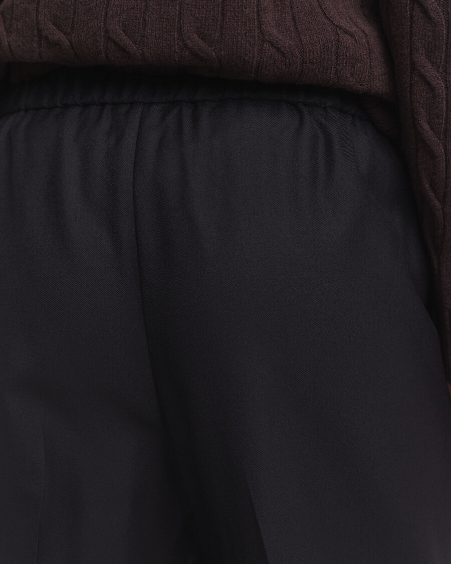 pantaloni pullon din amestec de lână - negru