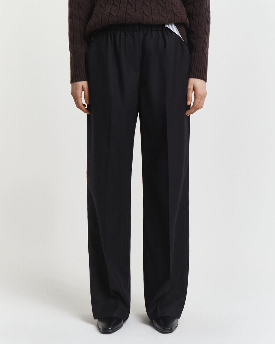 pantaloni pullon din amestec de lână - negru