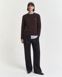 pantaloni pullon din amestec de lână - negru