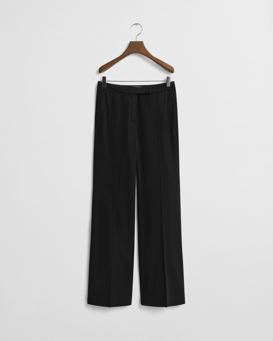 pantaloni smoking evazați din amestec de lână - negru
