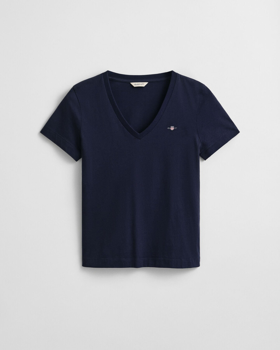 tricou cu guler în v shield - albastru de seară