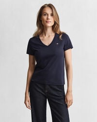 tricou cu guler în v shield - albastru de seară