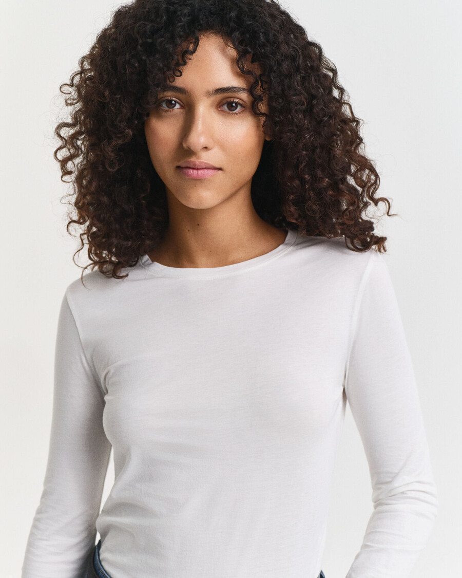 tricou cu mânecă lungă din bumbac ușor - alb
