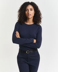 tricou cu mânecă lungă din bumbac ușor - albastru seară