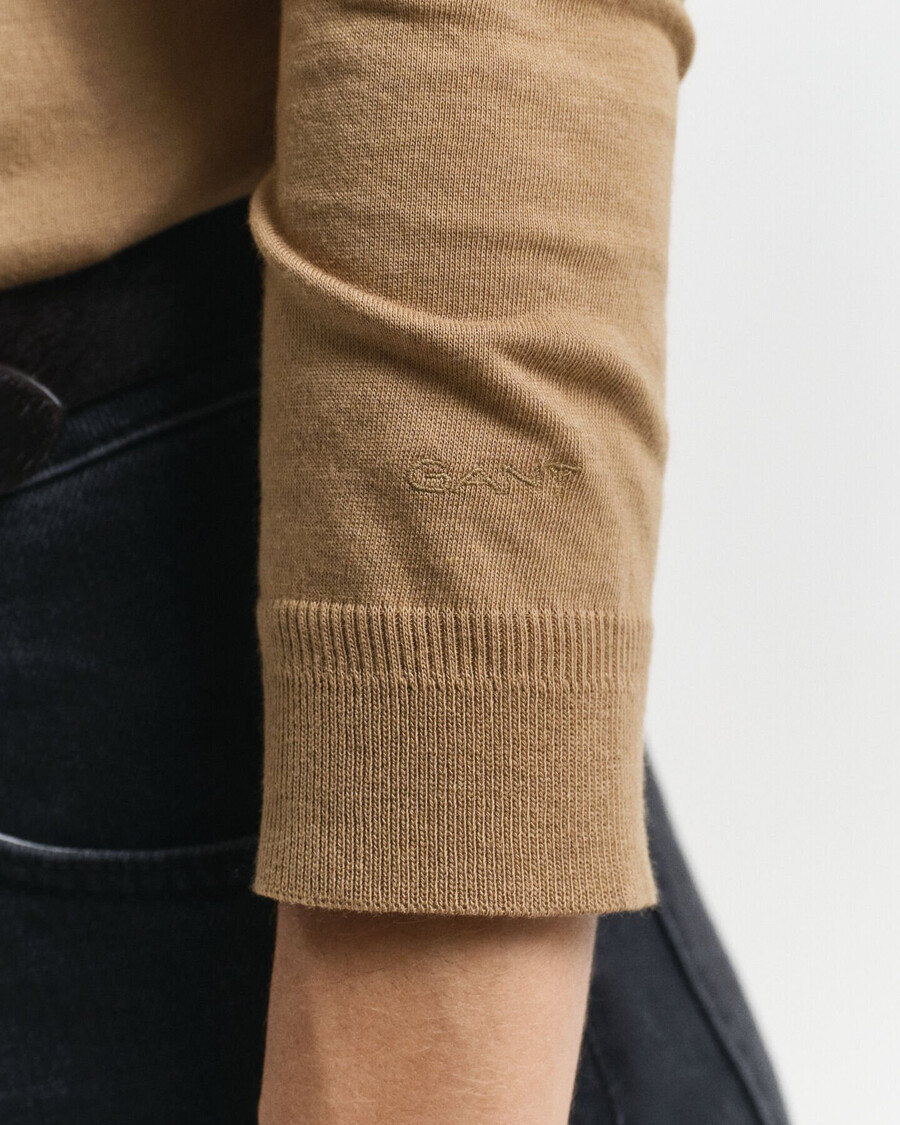 tricou polo cu mânecă lungă și nasturi fără cusături - kaki cald