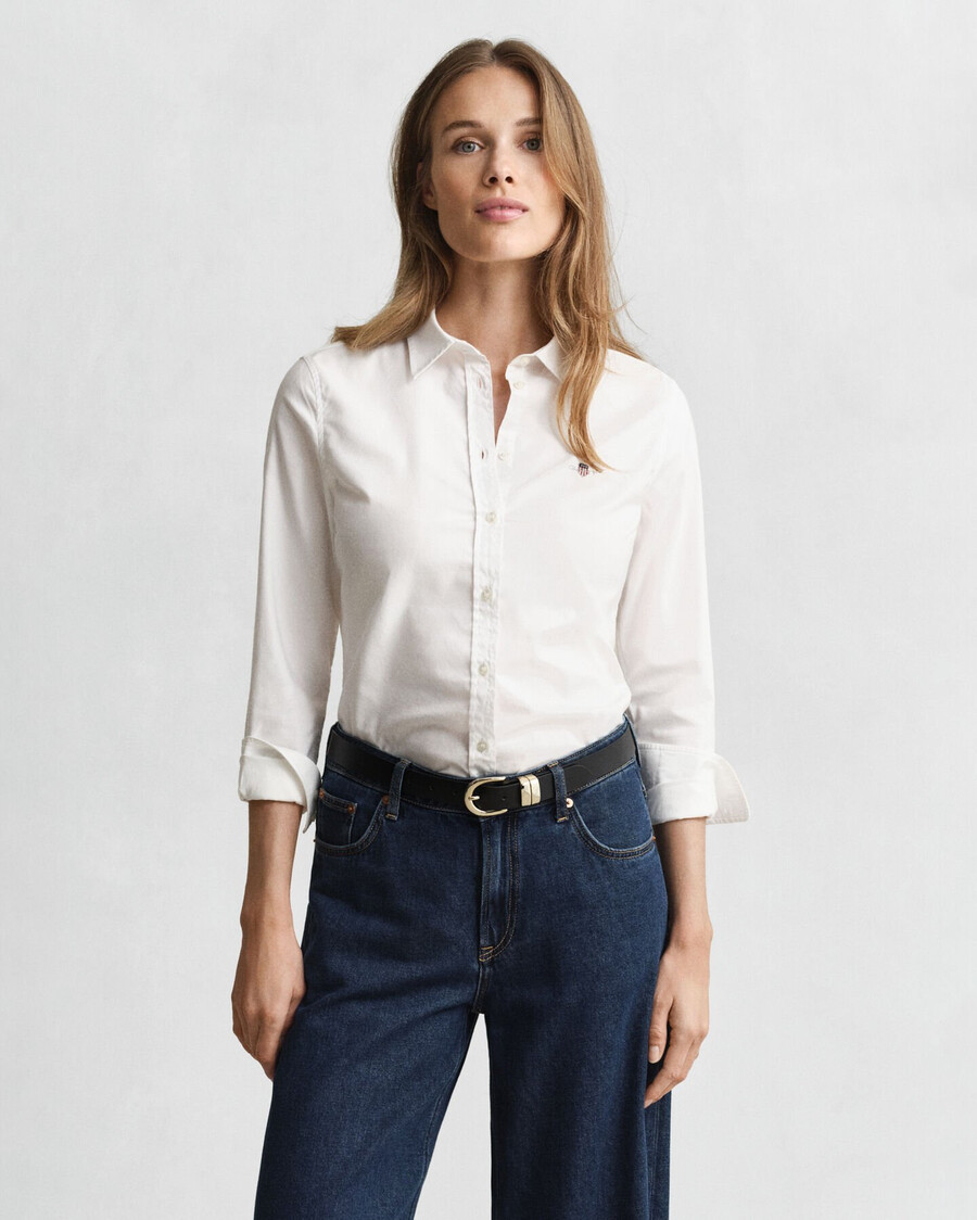 cămașă oxford elastică slim fit - alb