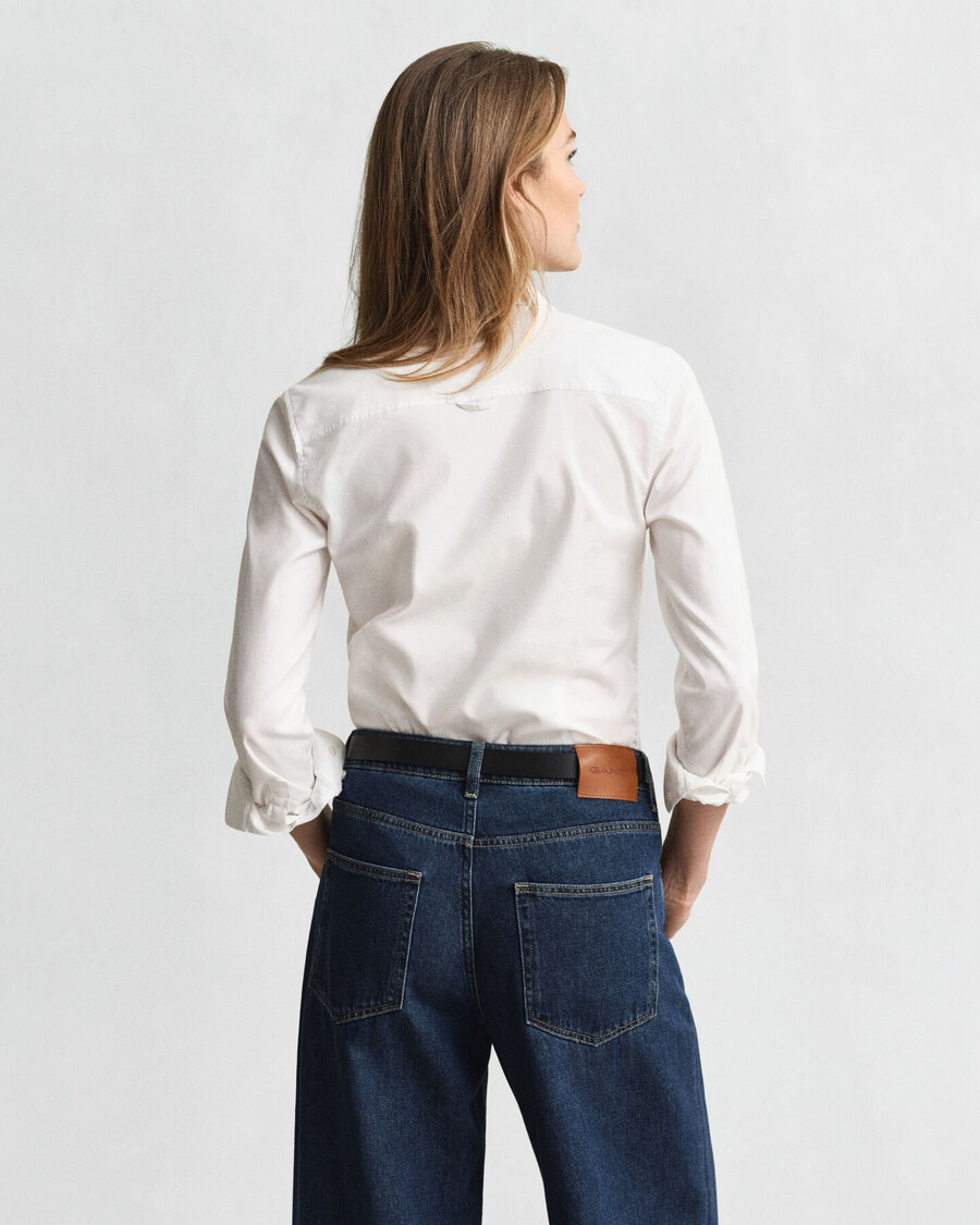 cămașă oxford elastică slim fit - alb