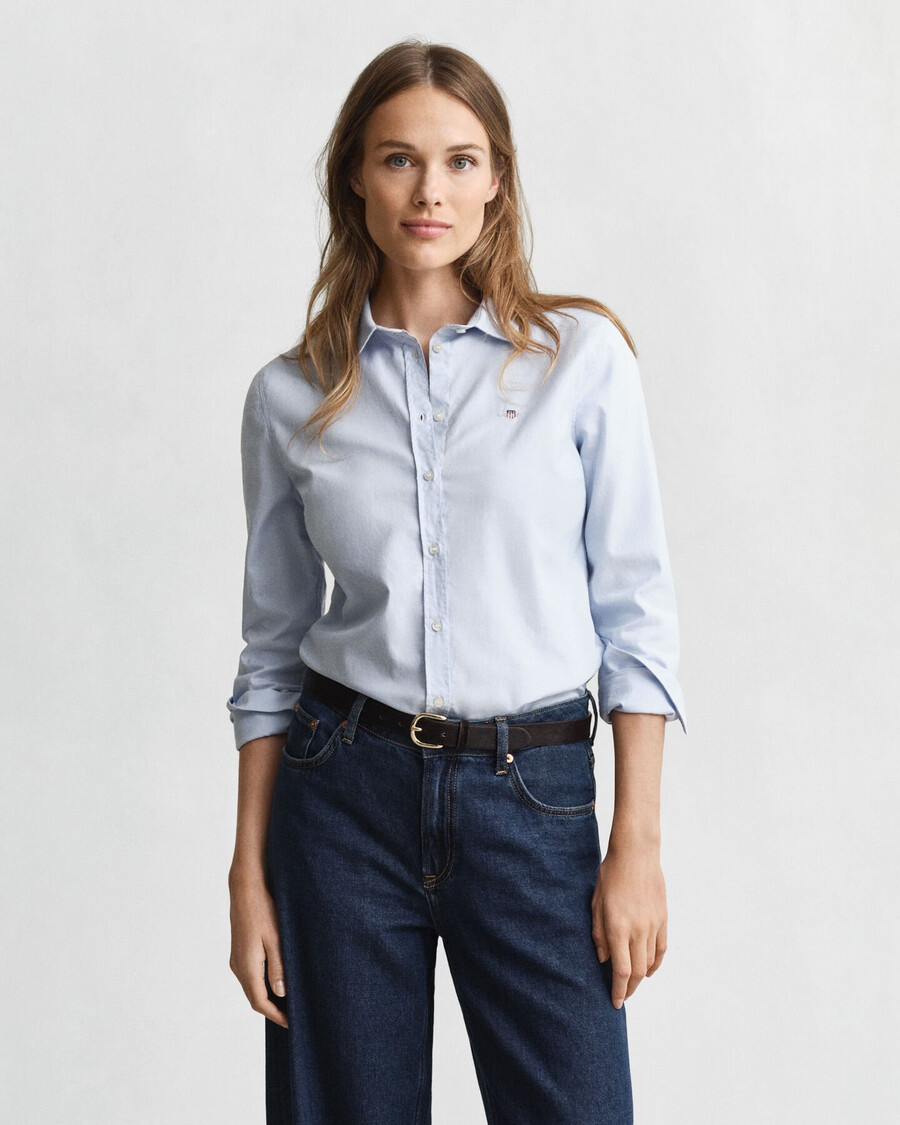 cămașă oxford elastică slim fit - albastru deschis