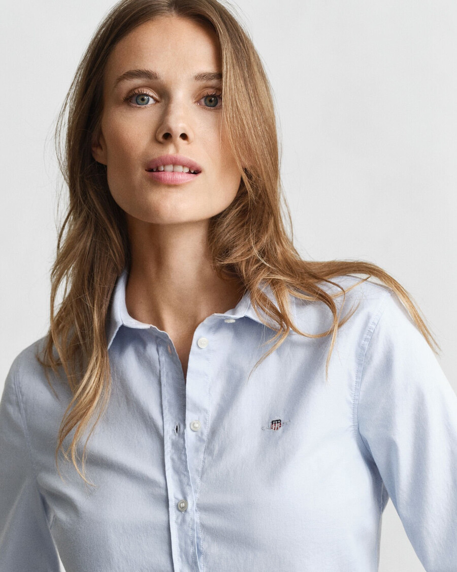 cămașă oxford elastică slim fit - albastru deschis