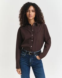 cămașă clasică din poplin croială relaxată - maro închis