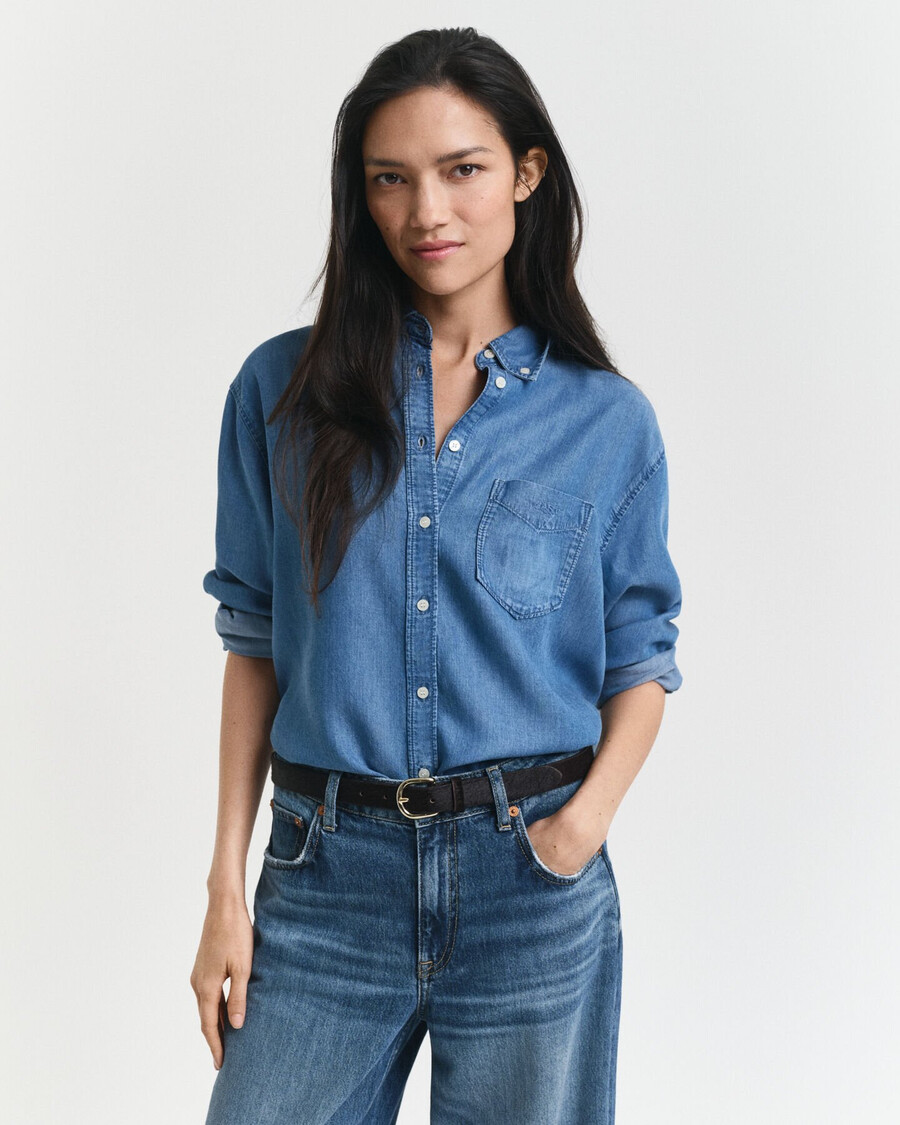 cămașă indigo relaxed fit - indigo deschis