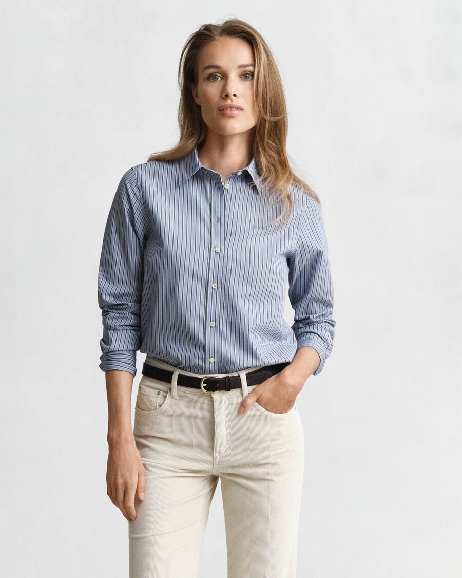 cămașă poplin cu dungi croială regulată - denim decolorat