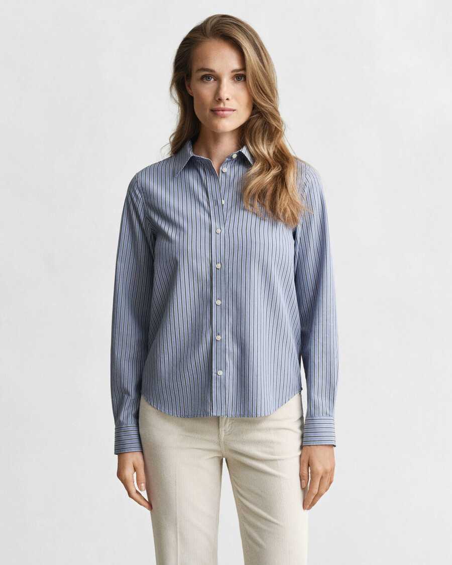 cămașă poplin cu dungi croială regulată - denim decolorat
