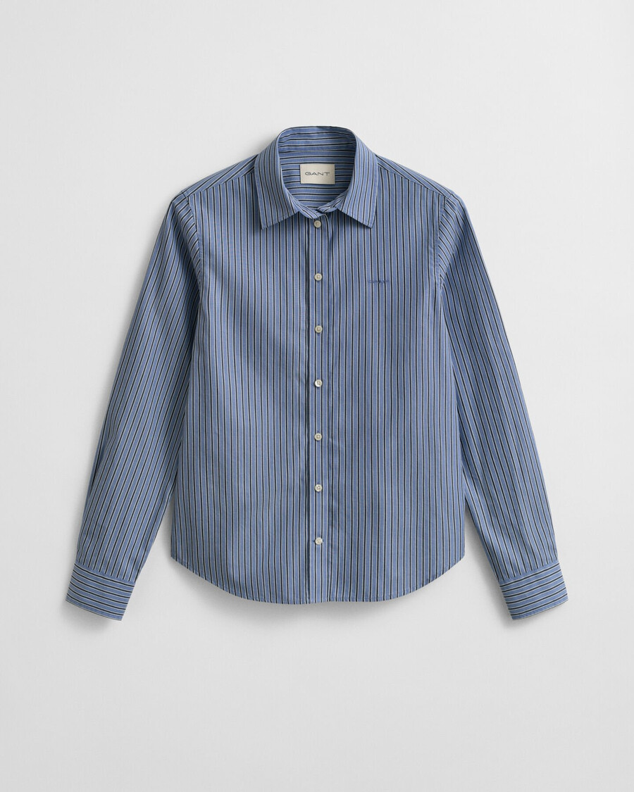 cămașă poplin cu dungi croială regulată - denim decolorat