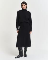fustă din lână de miel superfină - neagră