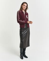 fustă creion midi din piele - maro închis