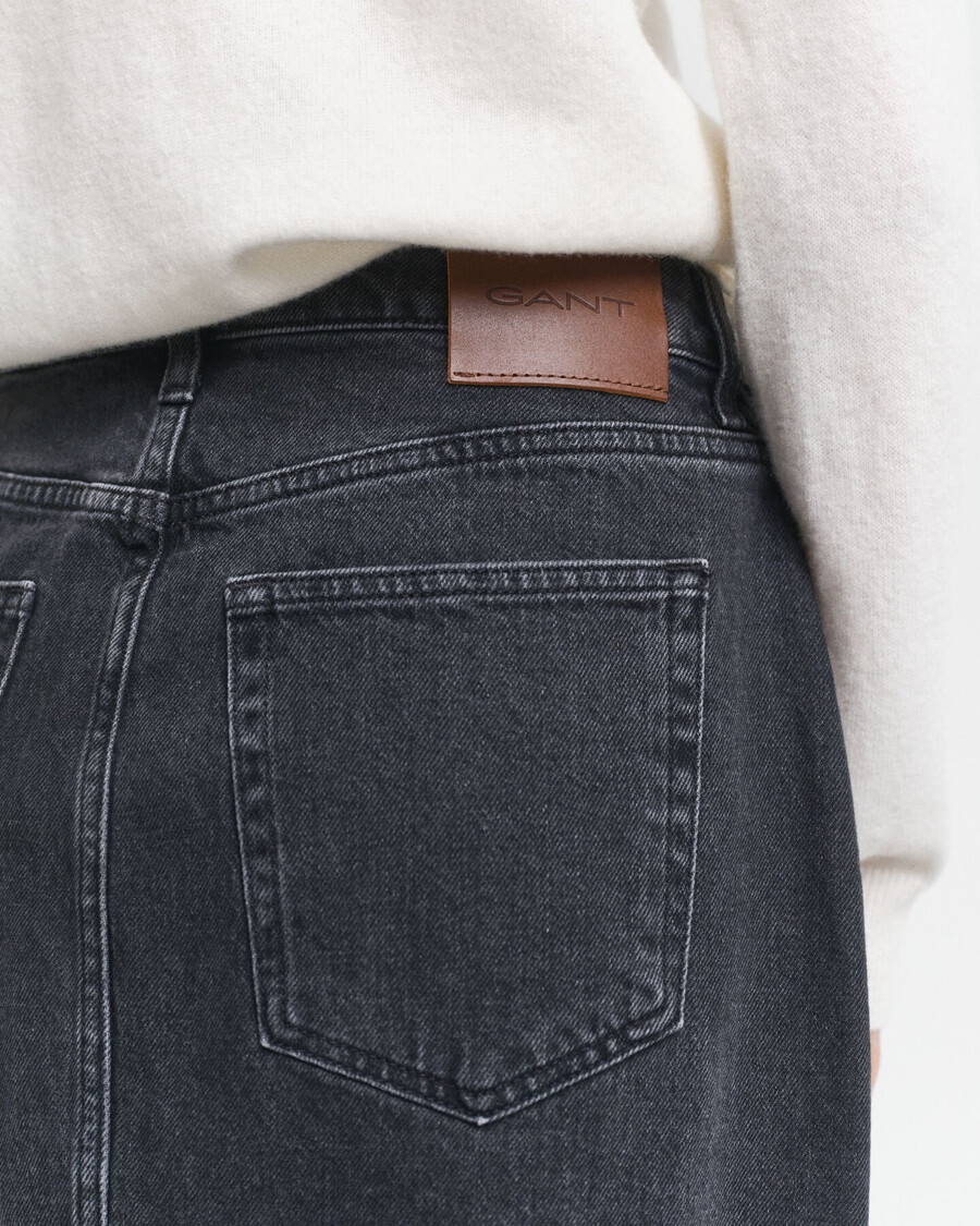 fustă midi din denim cu nasturi - negru model broken in