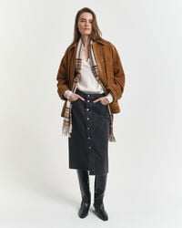 fustă midi din denim cu nasturi - negru model broken in