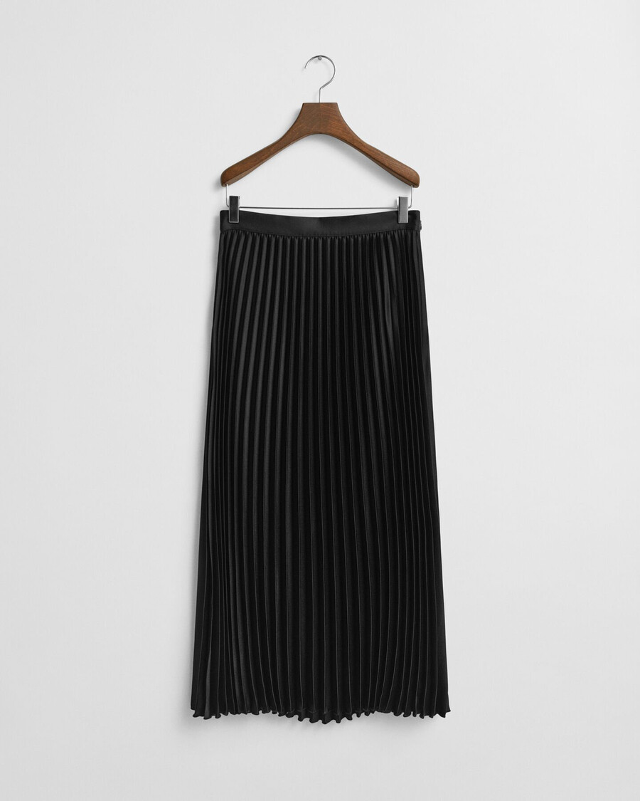 fustă plisată din satin - negru
