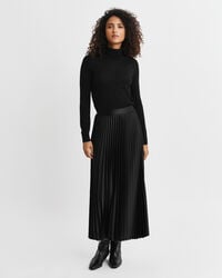 fustă plisată din satin - negru