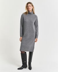 rochie cu guler înalt și detaliu tricotat - gri închis la culoare