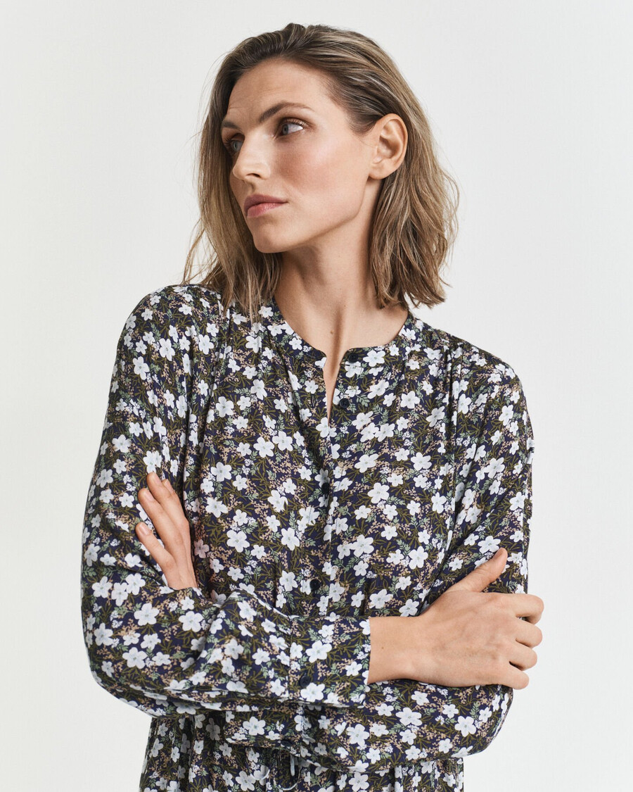 rochie cu imprimeu floral - albastru clasic