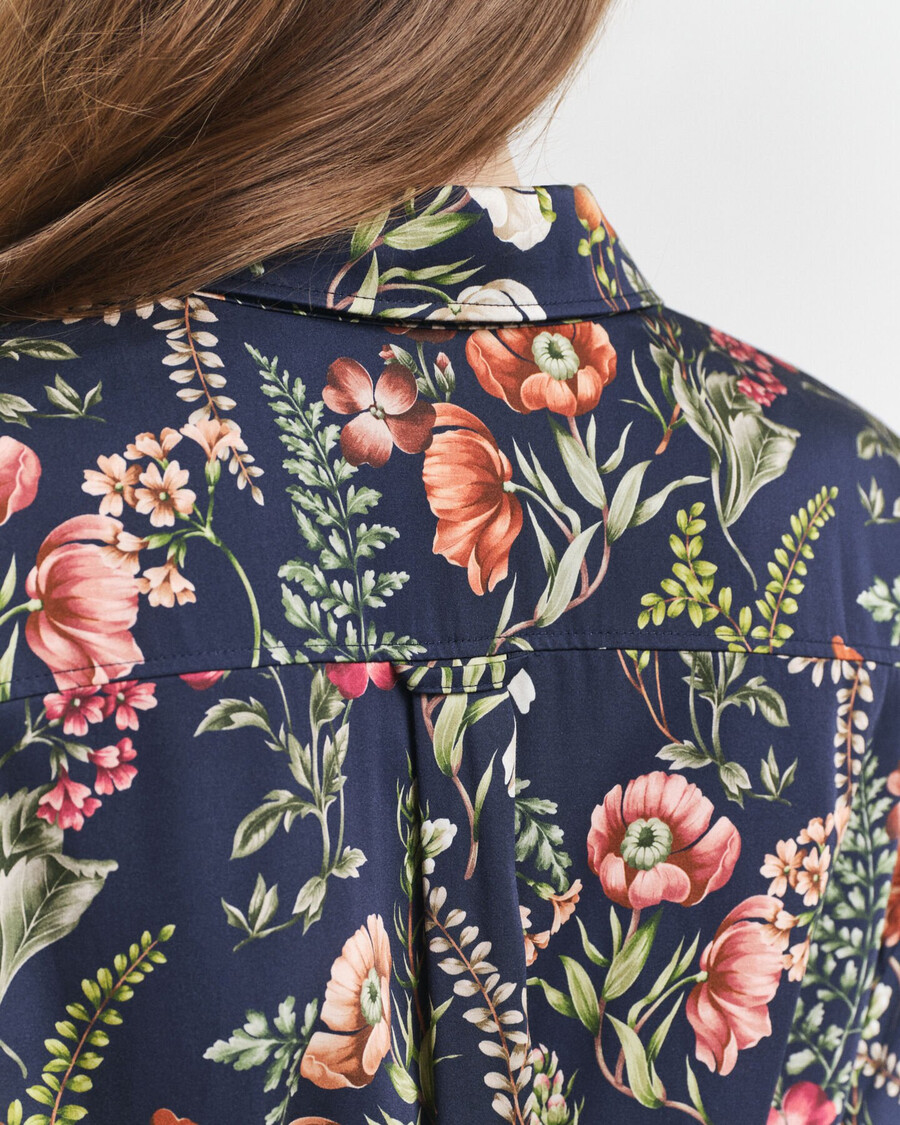 rochie-cămașă din viscoză cu imprimeu floral - albastru de seară