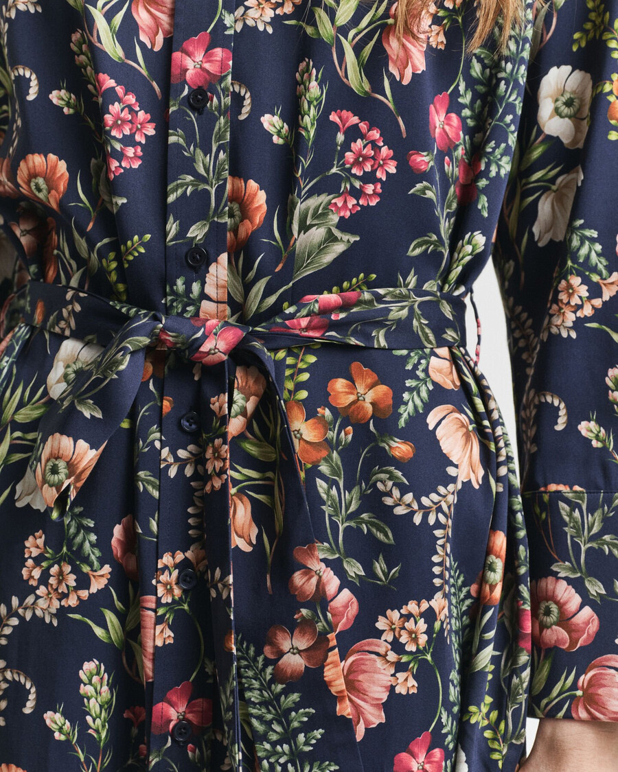 rochie-cămașă din viscoză cu imprimeu floral - albastru de seară