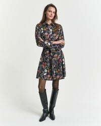 rochie-cămașă din viscoză cu imprimeu floral - albastru de seară