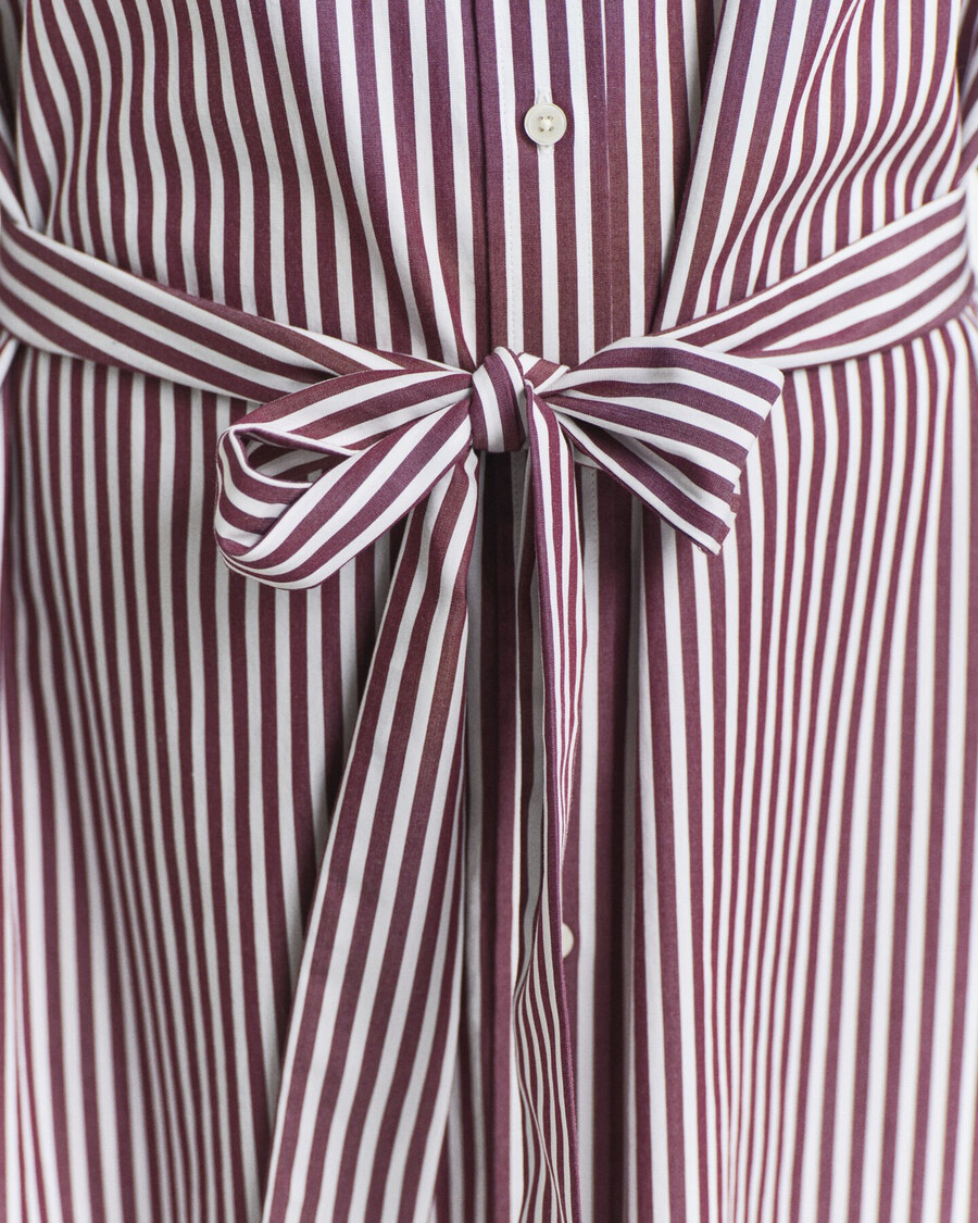 rochie clasică cu curea în poplin - vișiniu-prună