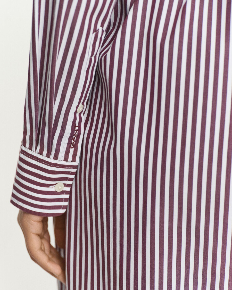 rochie clasică cu curea în poplin - vișiniu-prună