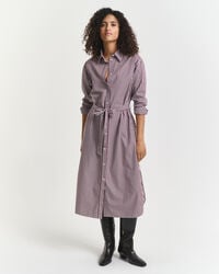 rochie clasică cu curea în poplin - vișiniu-prună