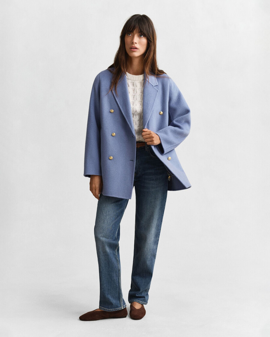 palton cu detalii cusute manual - denim decolorat