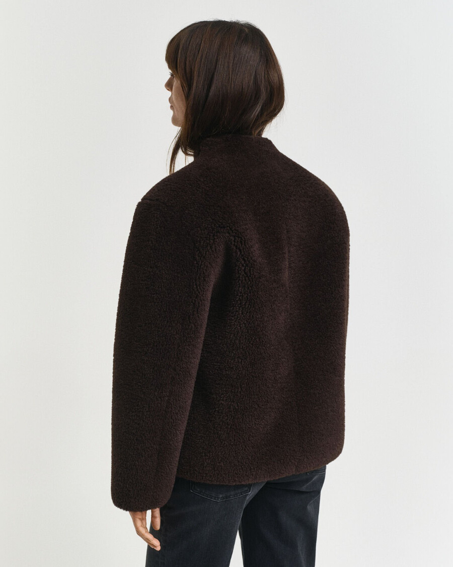 jachetă din imitație de shearling - maro închis